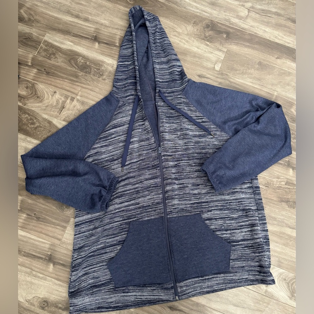 Knit Stretch Lightweight Hoodie Full Zip Raglan Sleeve Jacket XL